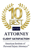 10 Best Attorney Client Satisfaction by the American Institute of Personal Injury Attorneys